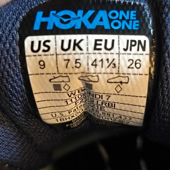 Hoka One Women's Bondi 7 Running Shoes Gray/Blue, Size 9 - Picture 6 of 6